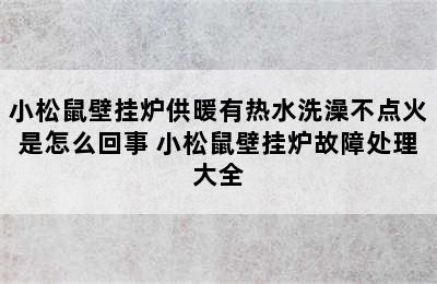 小松鼠壁挂炉供暖有热水洗澡不点火是怎么回事 小松鼠壁挂炉故障处理大全